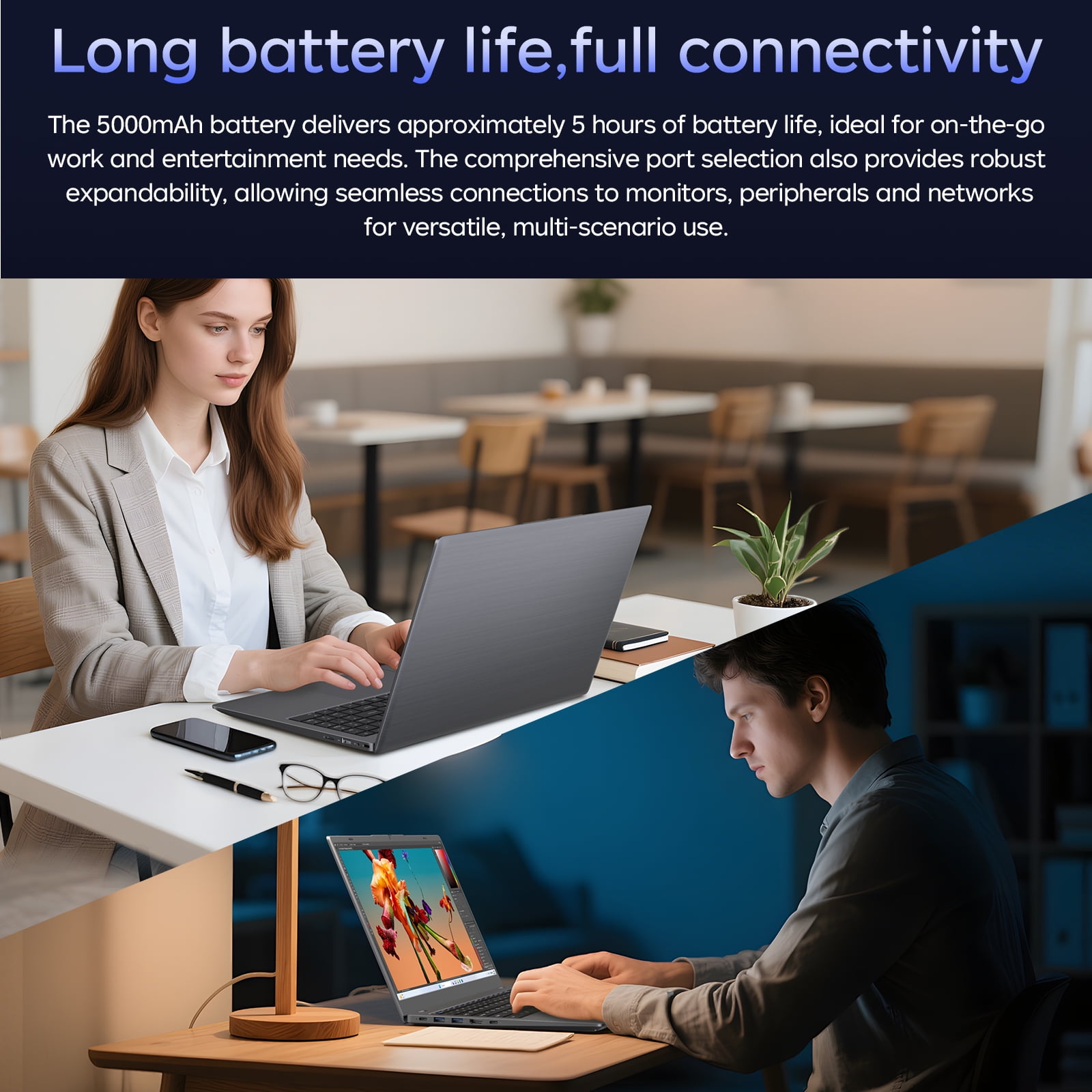 HYYUO 15.6" Laptop Computer, 16GB RAM 256GB SSD, Intel 6500Y with 2 Cores Up to 3.4GHz, FHD Display, Office 2024, Laptop for Business, Student, Office, Dark Gray, Windows 11 Laptop