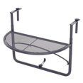 thumbnail image 1 of Outsunny Adjustable Balcony Hanging Railing Table, Metal Mounting Mini Wall Desk Storage Rack, Outdoor Flower Stand Serving Table Half Round, Grey, 1 of 10
