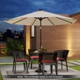 thumbnail image 4 of Gymax 10 FT Solar Patio Umbrella w/96 Multi-colored LED Lights & 9 Modes Vented Top Beige, 4 of 10