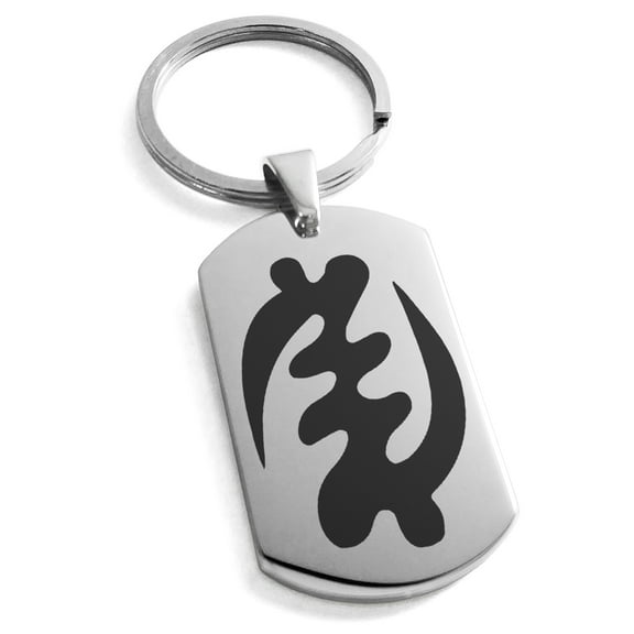 Stainless Steel Aztec Supremacy Rune Engraved Dog Tag Keychain Keyring
