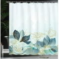 thumbnail image 3 of Ambesonne Flower Shower Curtain, Retro Floral Hibiscus Print, 69"Wx70"L, Dark Seafoam, 3 of 4