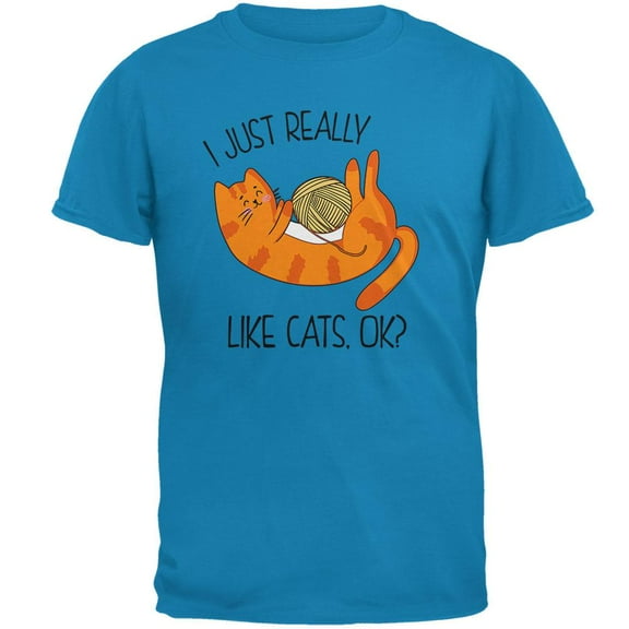 I Just Really Like Cats Ok Cute Mens T Shirt Sapphire SM