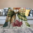 thumbnail image 5 of FCXZI Lightweight Flannel Blanket Leaves Bow Reversible Soft Warm 60*80in, 5 of 7