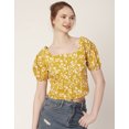 thumbnail image 3 of Moomaya Crop Tops For Women, Square Neck, Short Puff Sleeve, Buttoned Casual Summer Top, 3 of 8