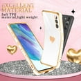 thumbnail image 6 of Compatible with Samsung Galaxy S21 Case with HD Screen Protector Shockproof Protection, Love Heart Plating Girly Women Cute Soft TPU Luxury Elegant Case for Galaxy S21 5G, White, 6 of 12