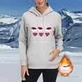 thumbnail image 4 of Women's Sherpa Lined Christmas Hoodie: Fuzzy Santa Graphic Pullover - Long Sleeve Festive Fleece Sweatshirt w/ Drawstring Cozy Holiday Lounge Wear, 4 of 7