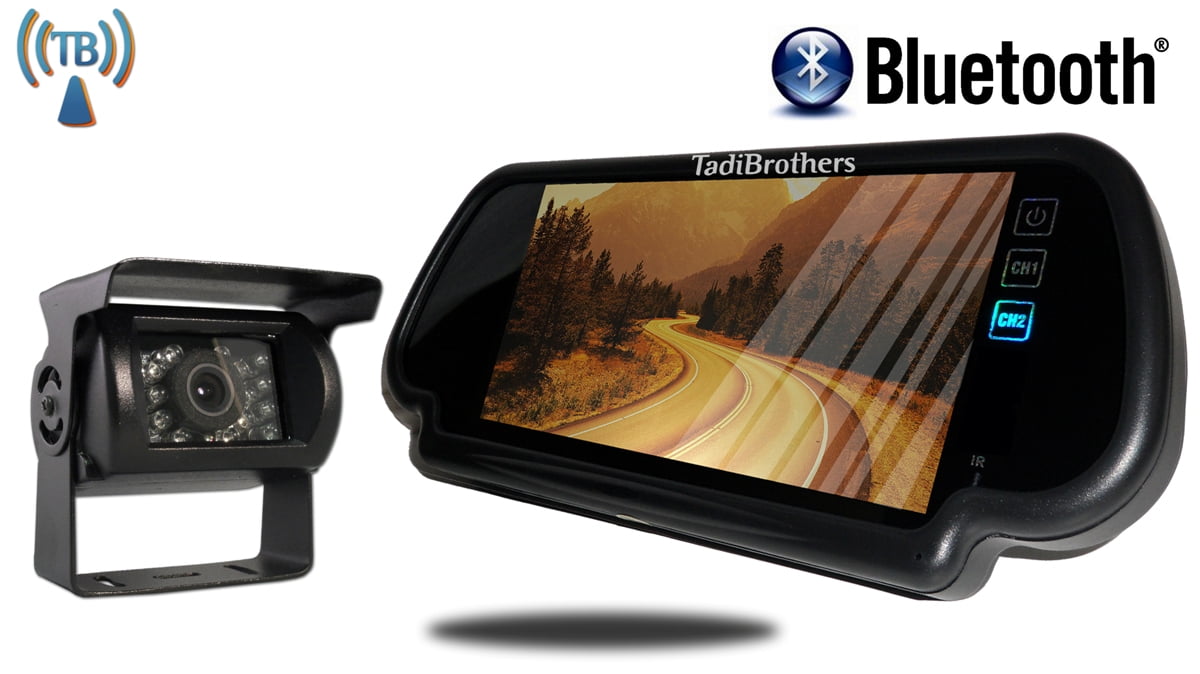 7 Inch Mirror with Bluetooth and Wireless 120° RV Backup Camera