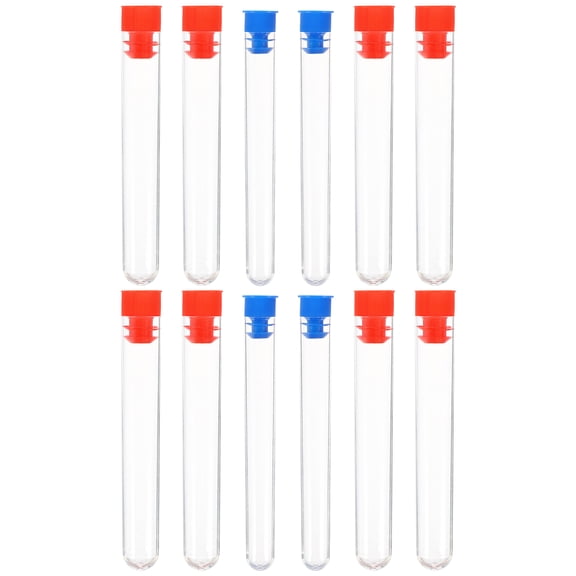 Troglfold test tubes 12pcs Plastic Test Tubes with Caps for Experiments, Propagation, Storage,4.53"X0.59"X0.59"