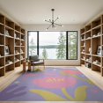 thumbnail image 2 of ODIKA 9'x12' Purple Pink Pastel Floral Harmony Washable Area Rug Abstract Retro Design with Modern Flair Low Pile, Flatwoven, for Great Room, Indoor Concept, Large Living, 2 of 7
