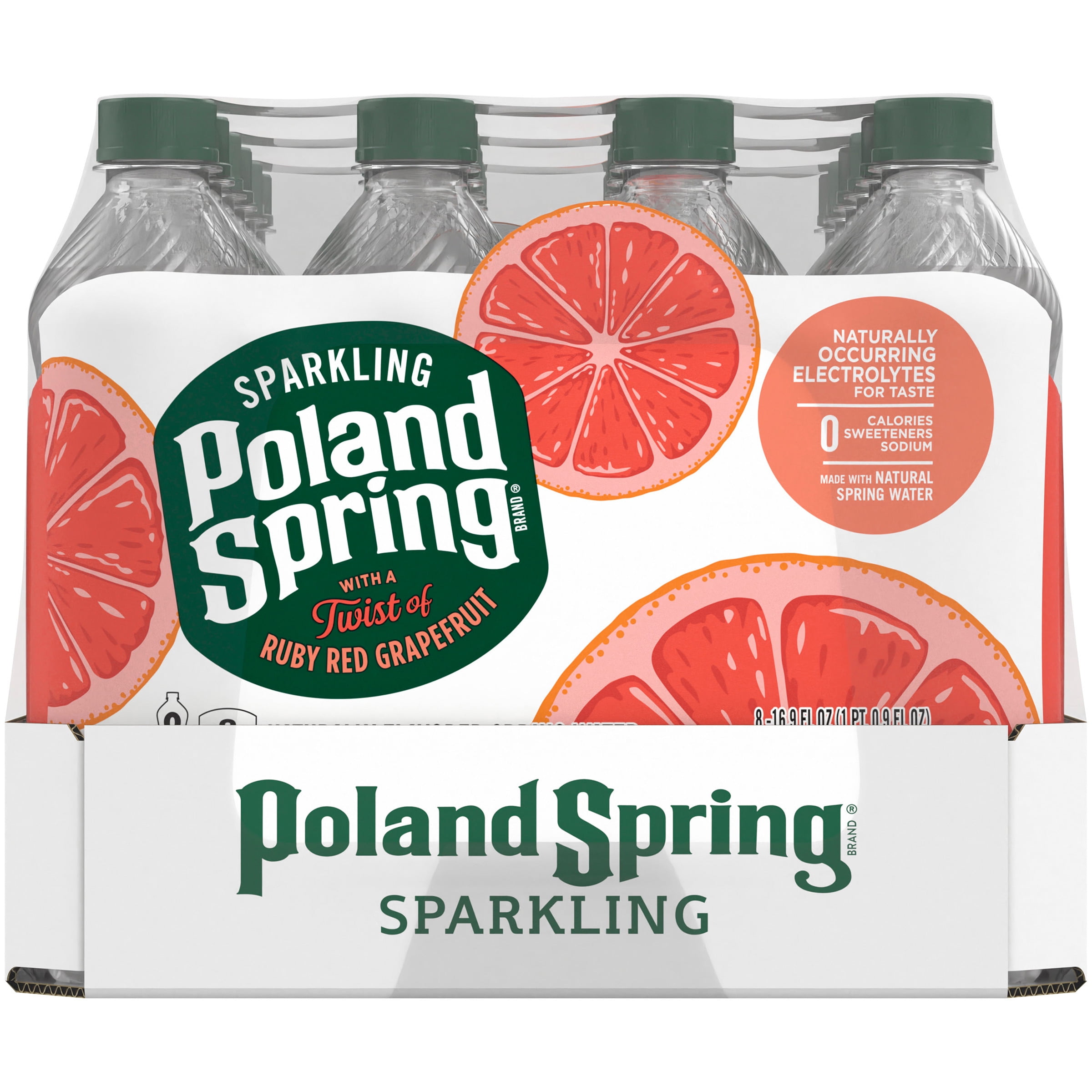 Poland Spring Sparkling Water, Ruby Red Grapefruit, 16.9 oz. Plastic Bottles (24 Count)