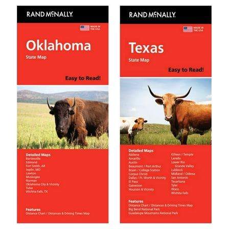 Rand McNally State Maps: Oklahoma and Texas (2 Maps)
