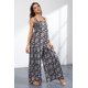 thumbnail image 2 of Cismea - Mono con Estampado Floral para Mujer, sin Mangas, Informal, con Tirantes Finos, Pantalones de Pierna Ancha（Negro Claro） Cismea falda, 2 of 3