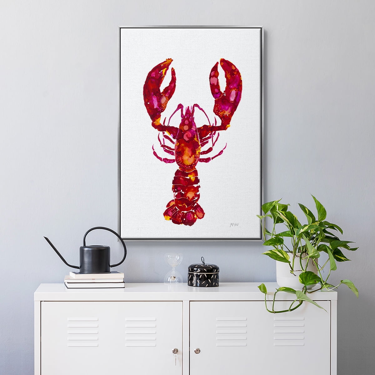 Lobster Framed Premium Gallery Wrapped Canvas - Ready to Hang - 17 x 25 - Silver Floating Frame
