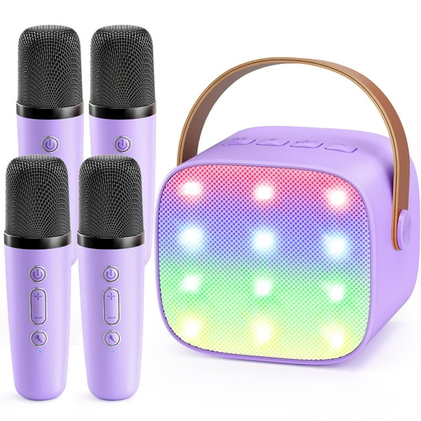 Máquina de karaoke YLL Mini portátil con 4 micrófonos inalámbricos