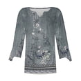 thumbnail image 2 of T Shirts For Women Womens Tops Summer Tops Seven Split Sleeve Vintage Floral Shirt Big Size Ruffle Sleeve V Neck T Shirt Fashion Shirt, 2 of 4