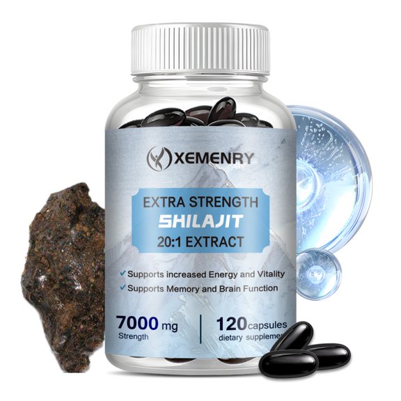 Shilajit 7000mg - Fulvic Acid - Energy Boost, Supports Brain Function - 120 Capsules