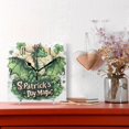 thumbnail image 2 of WOBOGO Stpatricks Day Green Ceratopsian Wall Clock 7.78 Inch Battery Operated Silent Unit Square Rustic Vintage Style for Home Bedroom Office Black Pointer, 2 of 8
