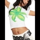 thumbnail image 3 of Camiseta de Corta para con Estampado Floral Y2K para Mujer, Top Corto Ajustado con Cuello Redondo. L, 3 of 9