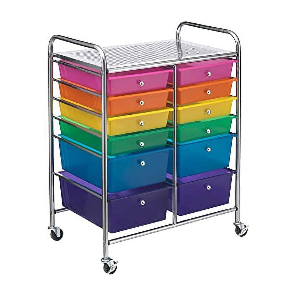 Multicolor 12 Drawer Rolling Cart by Simply Tidy - Storage Cart for Crafting Supplies - Home - Office - and School Organization - 1 Pack