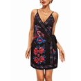 thumbnail image 3 of Women's Sleeveless Wrap V Neck Tie Knot Boho Short Dresses Blue XXL, 3 of 8