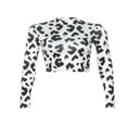 thumbnail image 3 of Hauts Courts à Manches Longues pour Femmes Imprimé Vache Laitière Col Roulé Blouse Slim, 3 of 9