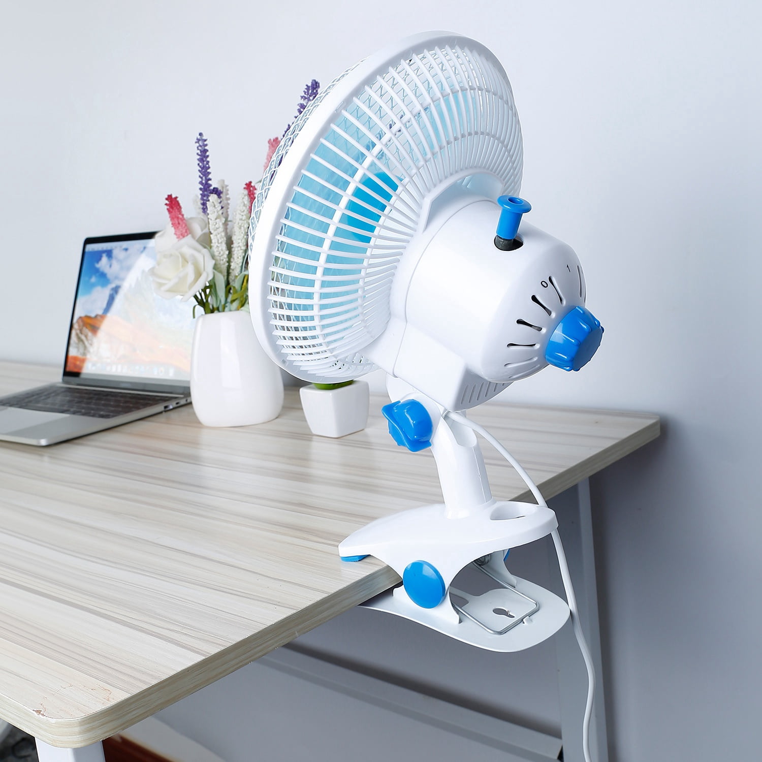 3-in-1 Clip On Fan, Quiet Small Desk Fan with 2 Speeds & Auto Oscillation, Clamp Fan for Office Bedroom Stroller, Safe for Baby