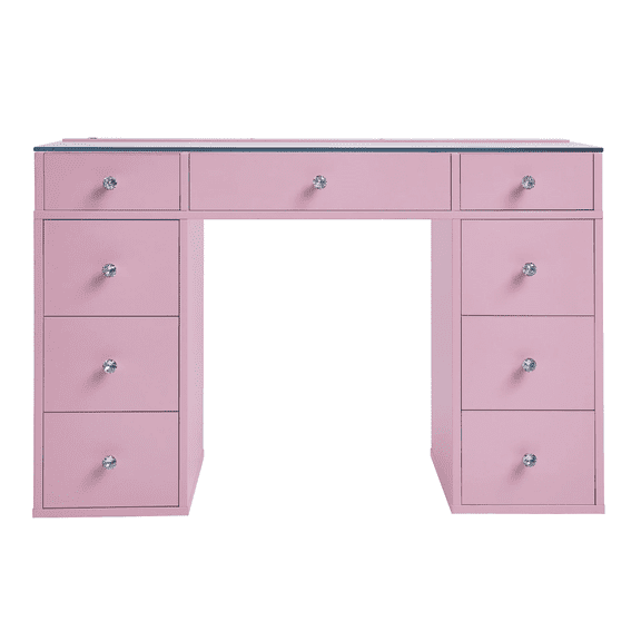 Impressions Vanity SlayStation Kids Vanity Table with Integrated LED Strip Light Tabletop (Light Pink)