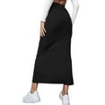 thumbnail image 2 of Slit Long Skirt, Bodycon Long Skirt Solid Color Elastic Easy Matching  For Vacation Green,Red,Brownness,Brown,Black, 2 of 6