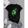 thumbnail image 2 of Women's Lucky St. Patrick's Day Graphic Tee - Red with Green Shamrock & Hat Design, Round Neck, Casual Fit, Breathable Polyester Blend, Machine Washable, 2 of 7