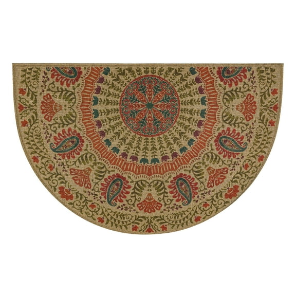 Mainstays Paisley Crescent Low Pile All Weather Rubber Backed Slice Doormat, Multi, '24 x 36'