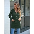 thumbnail image 4 of Chiclily Women's Long Sleeve Cardigan Sweater Lightweight Button Down Knit Coat for Fall with Pockets, Dark Green 2XL, 4 of 7