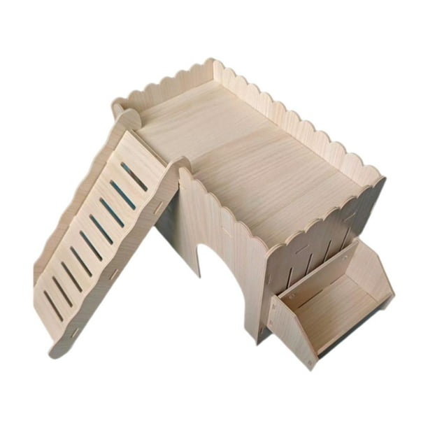 Casa para Hámster Escondite de Madera Vivienda para Jerbos Hábitat para Conejos Juguete para Roedores de Montaje Fácil Adecuado para Esconderse Y