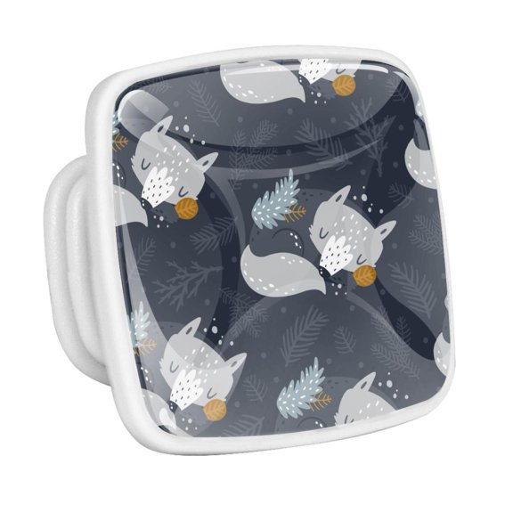 4PCS Square Cabinet Fluorescence Knob Glowing in the Dark Furniture Drawer Pulls Handle with Screws Wolf