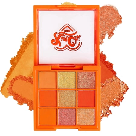 KimChi Chic Beauty Citrus Queen Shadow Palette Makeup, 9 Highly Pigmented, Blendable Shimmer & Matte Shadow Shades, 01 Orange, 0.25 oz