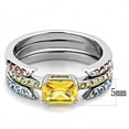 thumbnail image 2 of Womens Ring Anillo Para Mujer Stainless Steel Ring with AAA Grade CZ in Topaz, 2 of 5