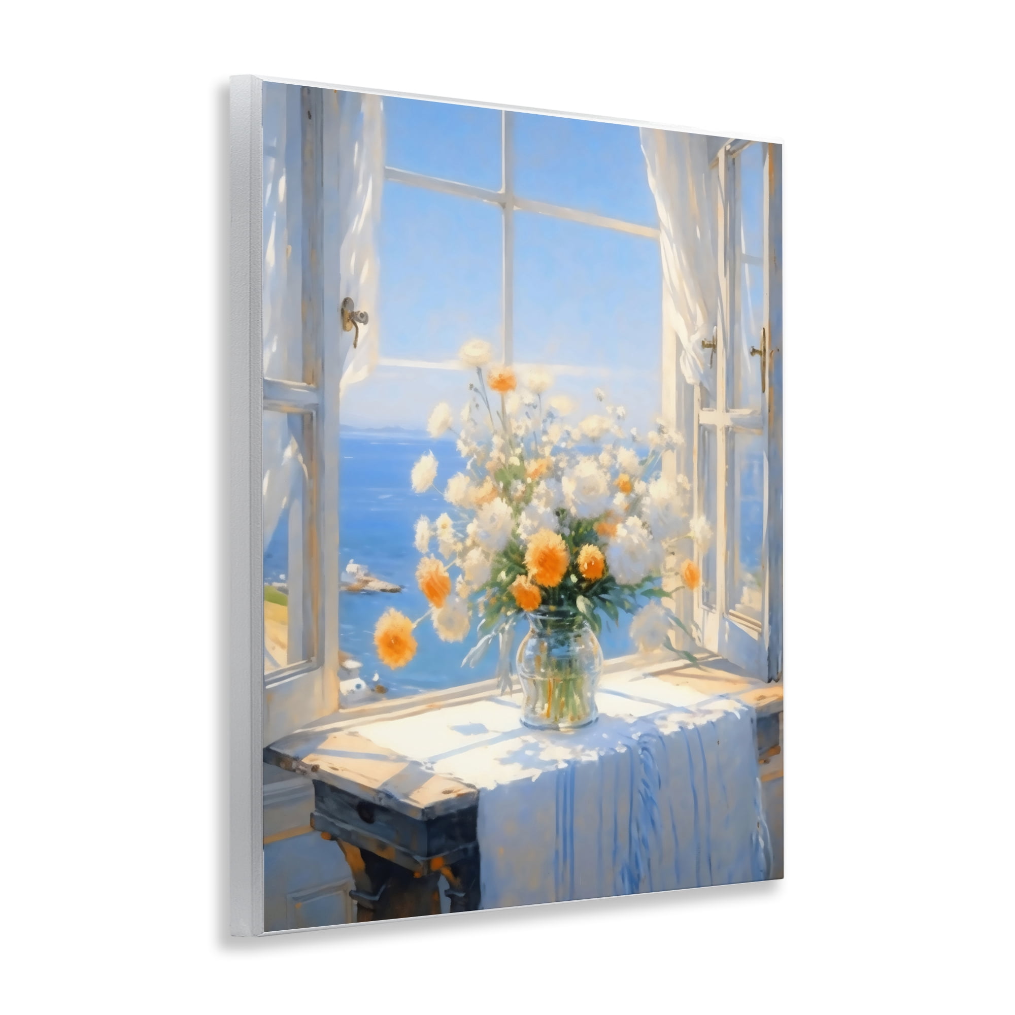 Stupell Industries Floral Window View of Sea Wall Plaque Art, design by Creative Studio