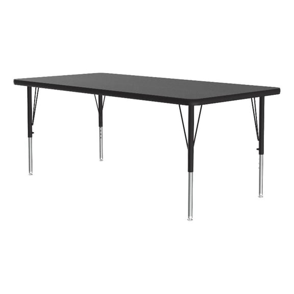 Correll Thermal Fused 60"x 30" Laminate Wood Activity Table in Black Granite