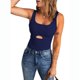 thumbnail image 1 of Camiseta sin mangas para mujer con cuello en U ahueca hacia fuera el chaleco sin mangas de verano ajustado de color puro para uso diario, 1 of 5