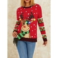 thumbnail image 2 of Women Christmas Knitted Sweater with Funny LED Light Up Round Neck Pullover, 2 of 9