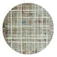 thumbnail image 2 of 8â€™ Round Ivory Khaki Distressed Plaid Area Rug, 2 of 7