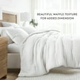 thumbnail image 2 of Noble Linens 3 Piece White Waffle Textured All Season Down-Alternative Comforter Set, King/Cal King, 2 of 7