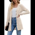 thumbnail image 2 of Cárdigan de Punto Suave para Mujer, Moda Otoño 2025, Abrigo de Larga Abierto con Bolsillos. Albaricoque XXL, 2 of 9