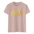 thumbnail image 4 of Camiseta informal de mujer con estampado de letras, manga corta y cuello redondo, 4 of 4