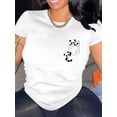 thumbnail image 1 of Camiseta con estampado de panda de bolsillo para mujer: informal y deportiva, cuello redondo, manga corta, cómoda camiseta de verano de mezcla de algodón con estampado animal abstracto, ideal para pra, 1 of 7