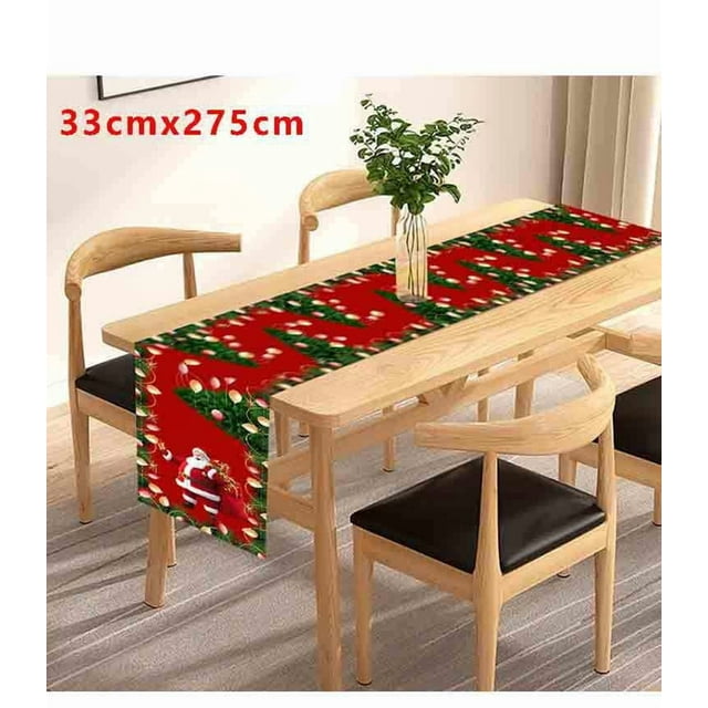 Qocolhg Décorations de Noël Intérieur Extérieur, Drapeau de Table de Noël Rouge Père Noël Imprimé Nappe Bordure Décoration Festive Nappe de Table Basse, Cadeaux de Noël en Liquidation!