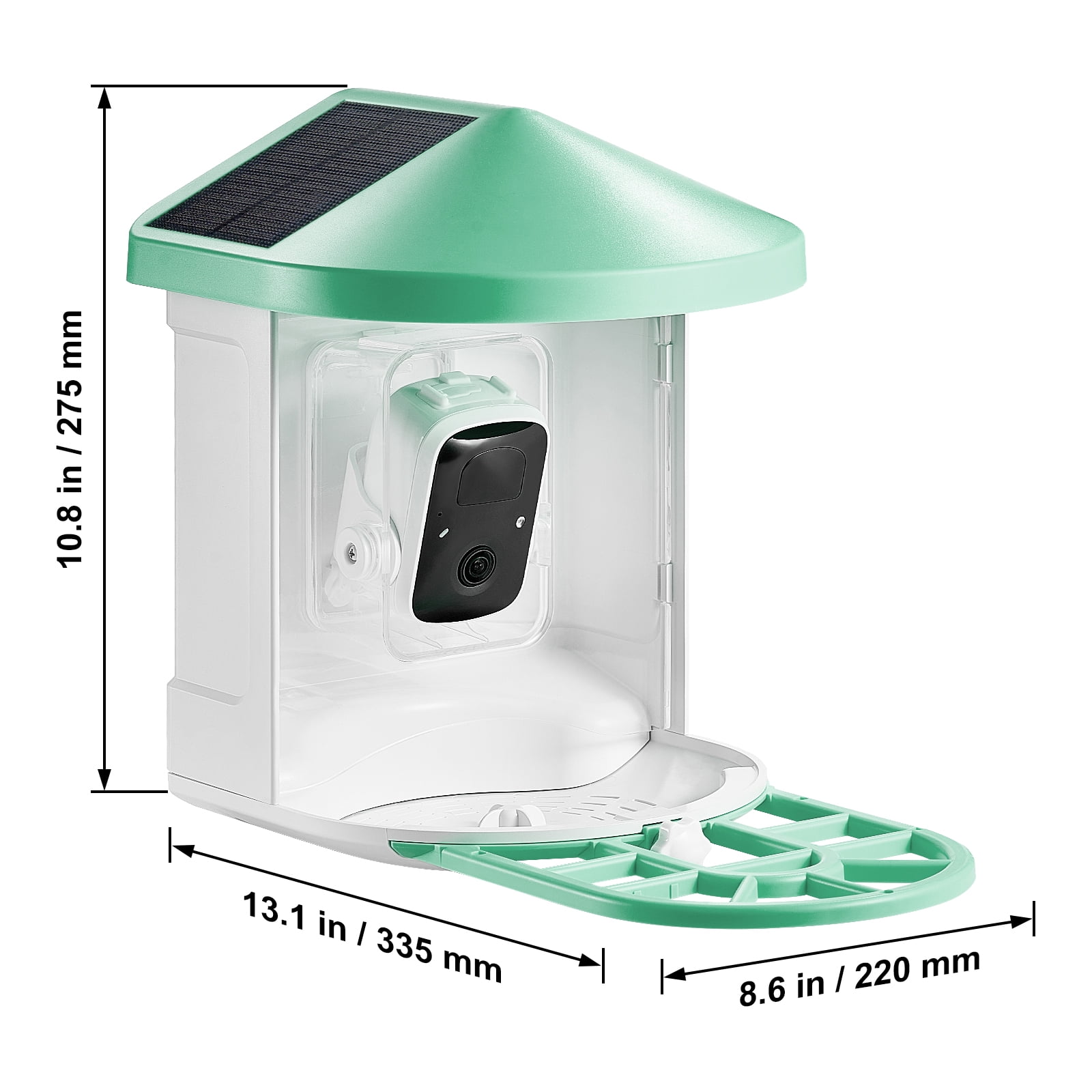 VEVOR Smart Bird Feeder with Camera, 2K HD AI Identify 10000+ Bird Species, Solar-Powered Bird Watching Camera with Auto Capture & Instant Notify, Wireless Outdoor Gift (2 Solar Panels)
