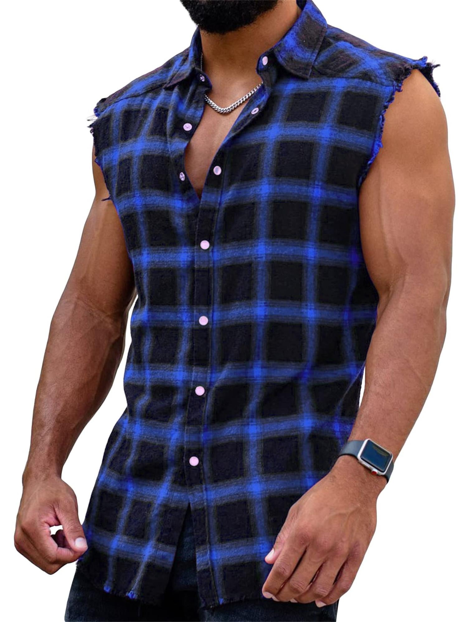 Plnotme Men s Sleeveless Flannel Plaid Shirts Classic Button Down plnotme-men-s-sleeveless-flannel-plaid-shirts-classic-button-down