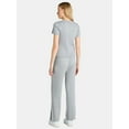 thumbnail image 2 of Time and Tru Women's Ribbed Sweater Top and Wide Leg Pants Set, 2-Piece, Sizes XS-XXXL, 2 of 4