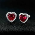 thumbnail image 4 of 2Ct Heart Lab-Created Diamond Red Ruby Stud Earrings 14k White Gold Plated, 4 of 4