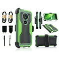 thumbnail image 1 of Value Pack for 5.7" Motorola Moto G6 Play, Moto G6 Forge Hybrid Belt Clip Shock Resistant Holster Rotatable Kickstands Absorber Rugged Defender Cover Dual Layers Armor Bumper Clear Hard Case + Green, 1 of 4